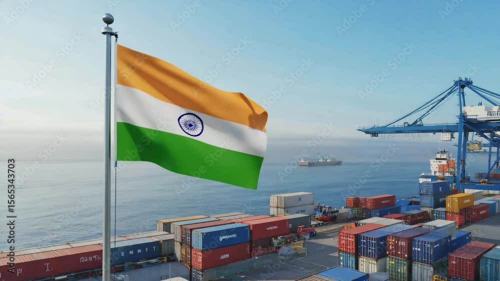 Indian flag in a port.