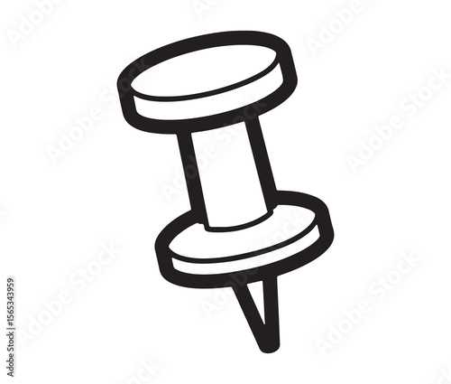 Simple outline push pin icon. 