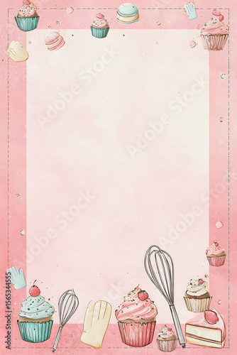 Pink Baking Recipe Template.