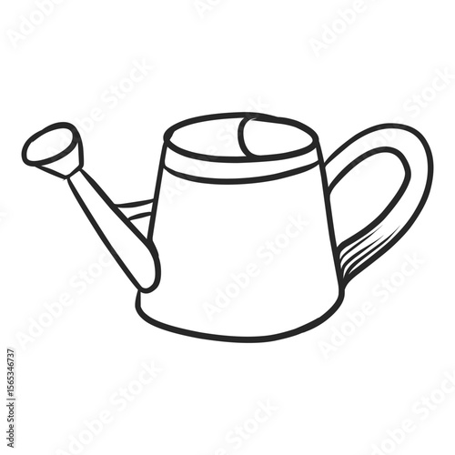 Classic Hand-Drawn Watering Can for Nurturing Plants in Garden