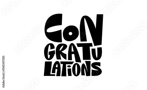 Congratulations banner lettering design. Fun and joyful typographic message.