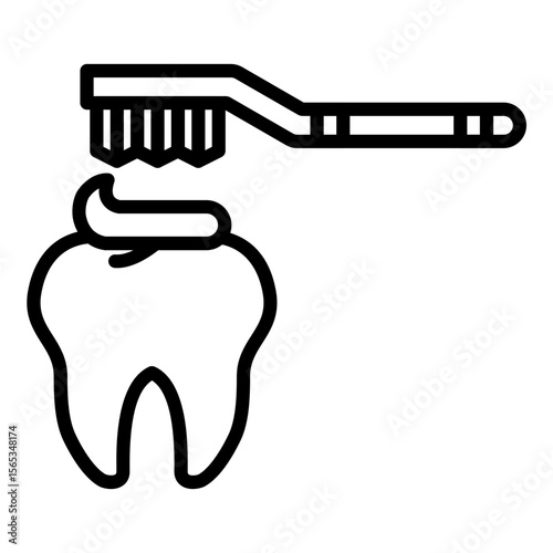 Cleaning Tooth with Brush Icon