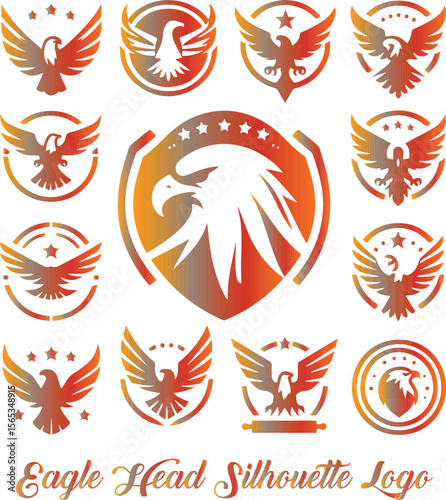 Silhouette Eagle Head Logo with Minimalist Black Outline Design