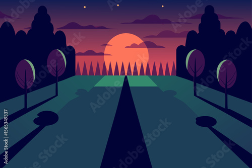 Here's a single sentence for naming an image depicting a night city landscape with a moon:

Moonlit city skyline silhouette with stars and abstract trees