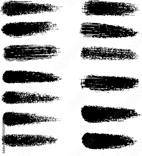 A set of black brush strokes on a white background