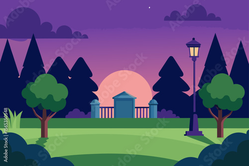Here's a single sentence for naming an image depicting a rural landscape:

Vector illustration of a cartoon village with houses, trees, and hills under a summer sky