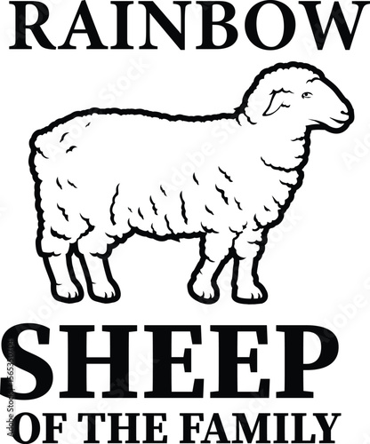 Minimalist Pride Typography, Calligraphy Pack Vector Illustration for, Rainbow Sheep of the Family