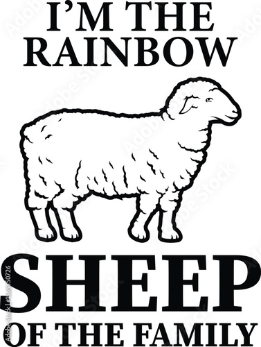 Minimalist Pride Typography, Calligraphy Pack Vector Illustration for I am the Rainbow Sheep of the Family