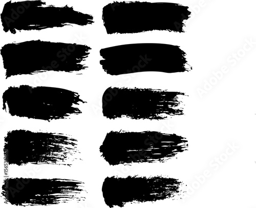 A set of black brush strokes on a white background