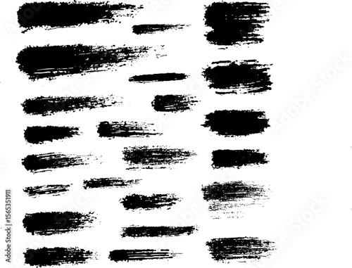 A set of black brush strokes on a white background