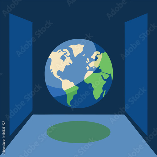 Detailed Earth Globe in Modern Interior Room Setting