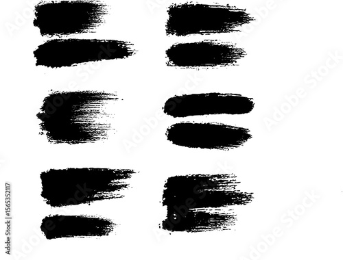 A set of black brush strokes on a white background