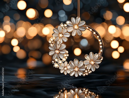Elegant decorative wreath with soft lighting