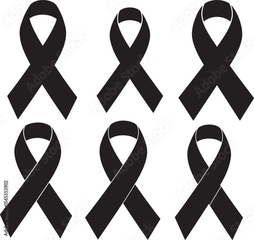 Awareness ribbon symbol silhouette vector illustration