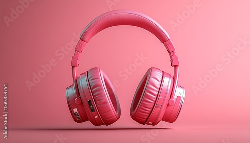Pink Headphones Modern Audio Device on a Pastel Background