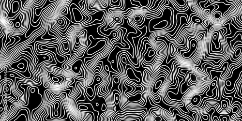  abstract topographic map on a black background with beige areas defined by white contour lines showing elevation and terrain detail