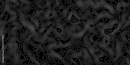 abstract topographic map with white contour lines and black background depicting abstract terrain and elevation patterns.