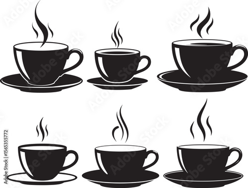 Hot coffee cup silhouette vector illustration