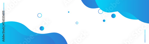 Modern abstract vector with flowing blue wave shapes and scattered circular elements on a white background. Clean and minimal design, ideal for web headers or tech backgrounds.