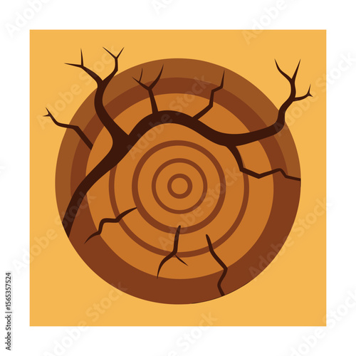 Dry Desert Wood with Cracked and Parched Tree Rings
