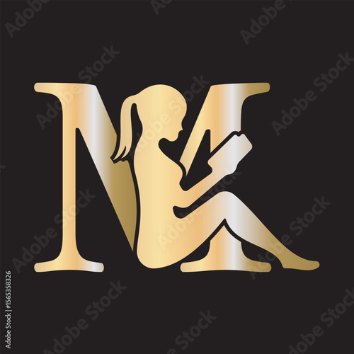 Man Book Logo combine with letter M vector template