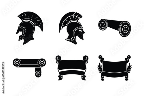 Elegant Rome style calligraphic ornaments with classic dividers and headpieces Silhouette Vector illustration