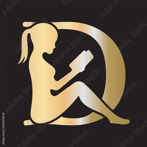 Man Book Logo combine with letter D vector template