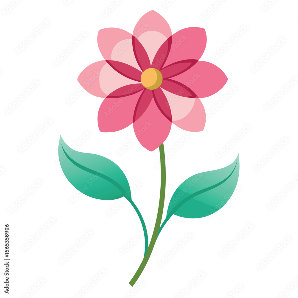 Fototapeta premium Flowers leaves flat design on white background isolated