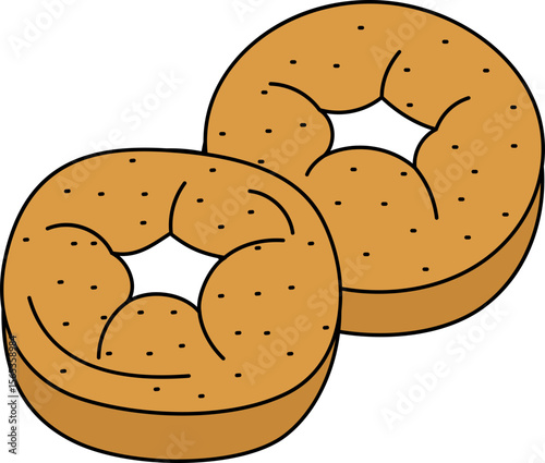 Bagel Watercolor Style Illustration