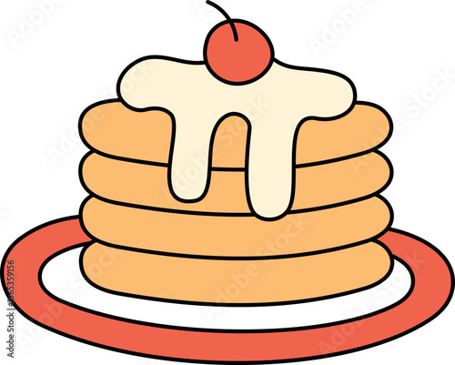 Pancake Watercolor Style Illustration