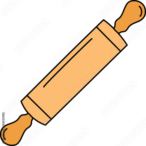 Rolling Pin Watercolor Style Illustration
