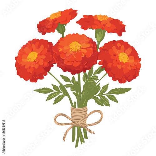 Warm Red and Orange Flower Bouquet Artwork