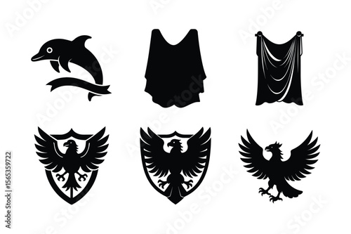 Vintage Rome style dividers and decorative calligraphic line art elements set Silhouette Vector illustration