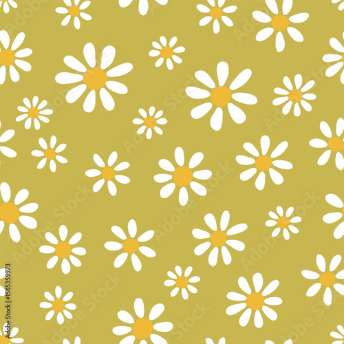 Seamless pattern with daisy. Floral vector illustration. It can be used for wallpapers, cards, patterns for clothes and other. 