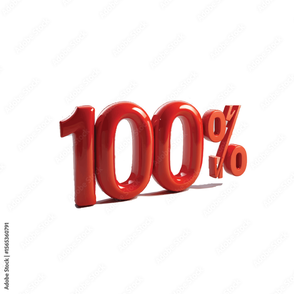 Shiny red 3d rendered 100 percent symbol isolated on a clean white background Shiny red 3d rendered 100 percent symbol isolated on a clean white background