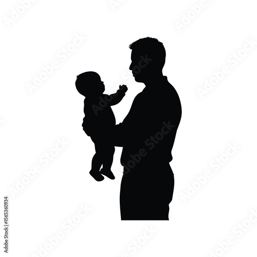 Silhouette of a man holding a baby, a heartwarming moment of parenthood