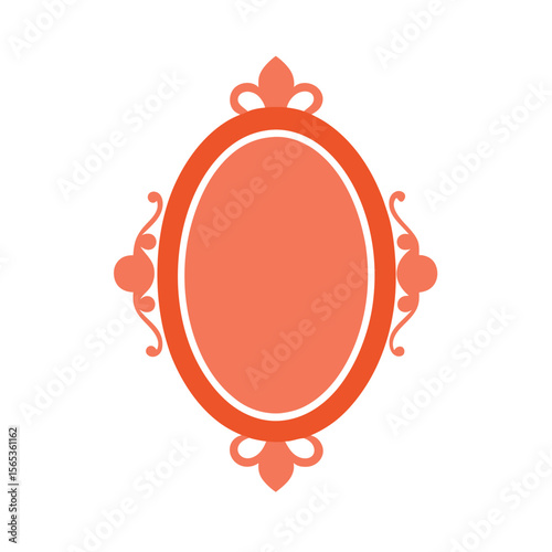 Wall Mounted Oval Mirror Icon Line Style Design