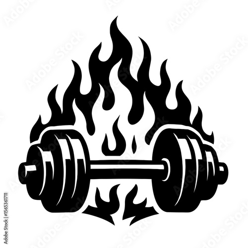 Flaming Dumbbell - Symbol of Intense Workout and Burning Fat