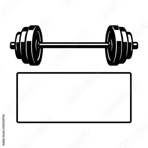 Barbell with Customizable Text Box - Ideal for Fitness Labels and Gym Promotions