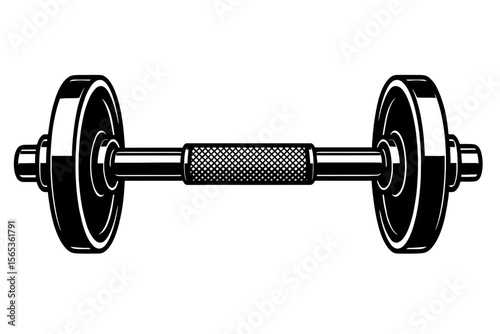 Classic Black and White Vector Illustration of a Dumbbell - Essential for Gym Workouts, Fitness, and Strength Training