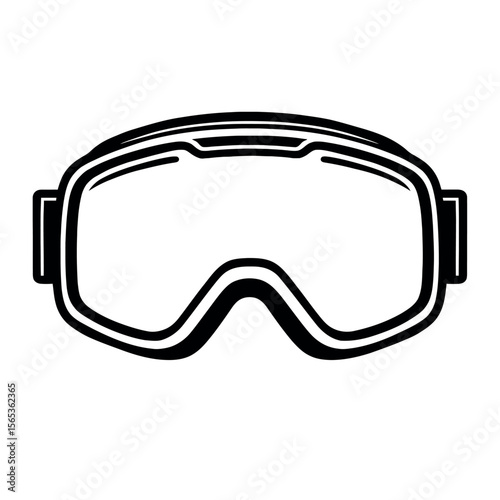 Ski Snowboard Goggles Black and White Illustration - Winter Sport Eyewear Graphic