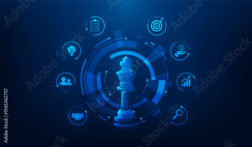 chess business strategy leader planning success icon background. business process workflow complete. vector illustration fantastic technology.