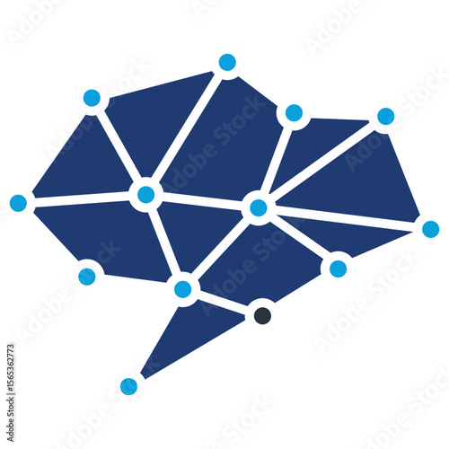 Neural Network Flat Blue Icon