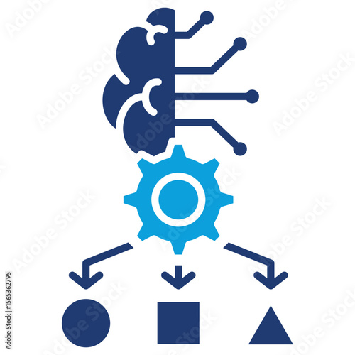 Machine Learning Algorithms Flat Blue Icon
