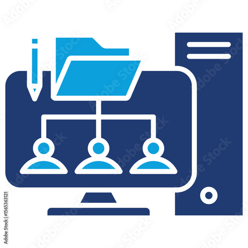 Document Editing Flat Blue Icon