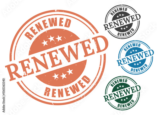 Renewed stamp vector graphic design elements for business approval and validated certificate seals labels
