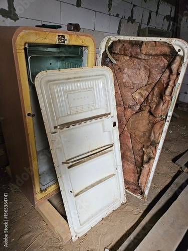 Disassembled Vintage ZIL Refrigerator Before Restoration