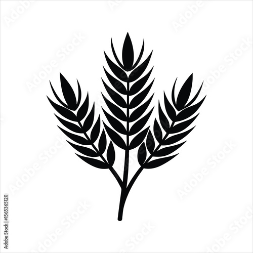 Harvest Wheat Sprig Silhouette Vector Art
