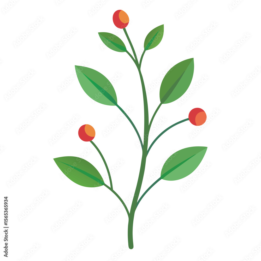 Obraz premium Flowers leaves flat design on white background isolated