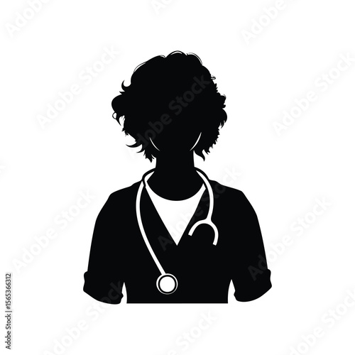 Silhouette of a doctor or medical professional with stethoscope around neck